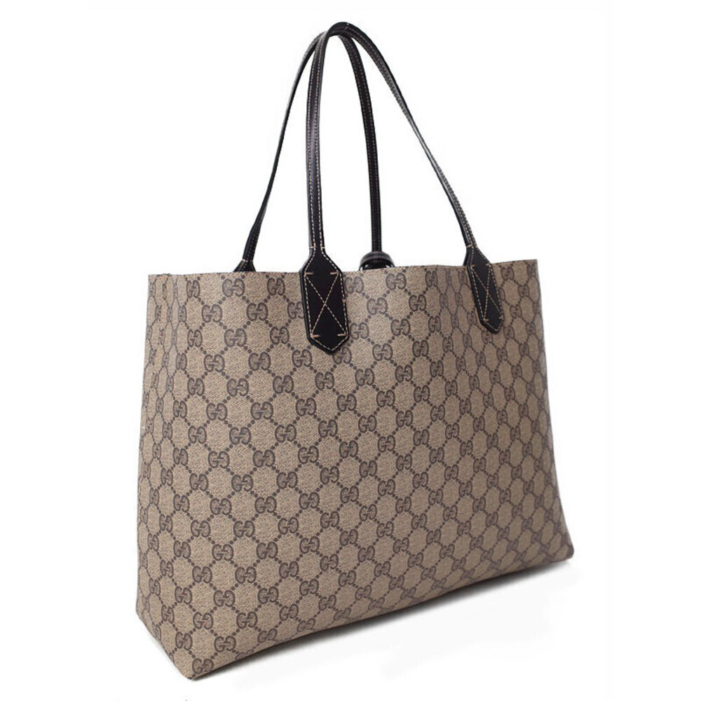 Gucci Leather Tote GG Black Reversible